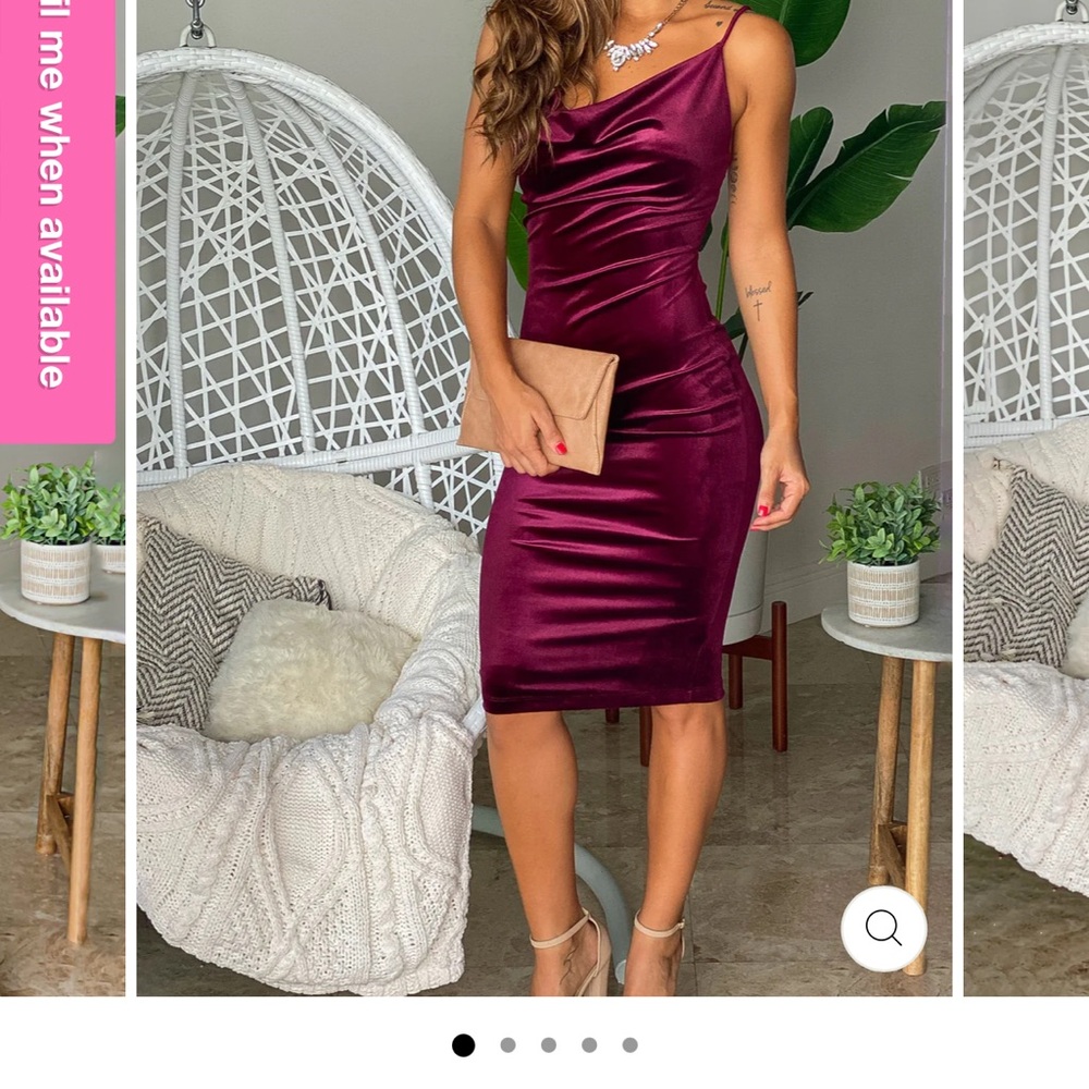 Elegant Burgundy Satin Dress